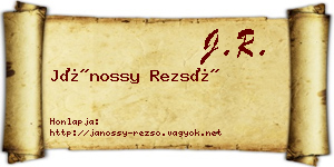 Jánossy Rezső névjegykártya
